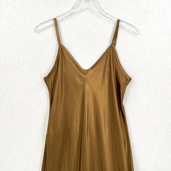 ENZA COSTA Dress Womens Medium Fatigue Satin Bias Slip Maxi Spaghetti Strap NWOT - Picture 4 of 15